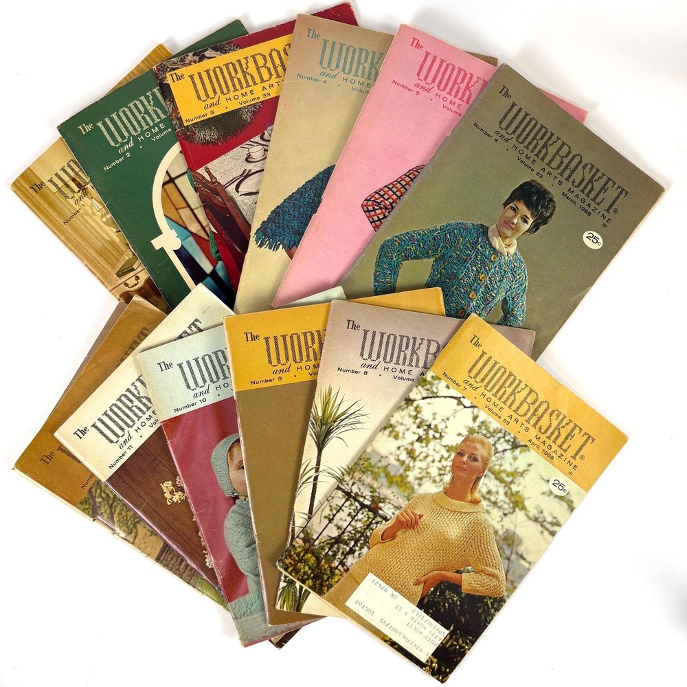 The Workbasket Magazine Vol 33 Vintage 1968 Lot of 12 Craft Crochet Patterns